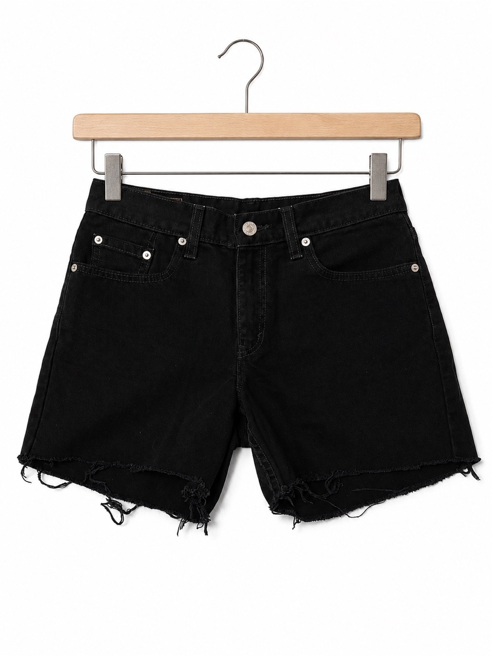 Levi’s 577 Vintage Made in the USA Black Cutoff Denim Shorts Size 8 Y2K Low Rise